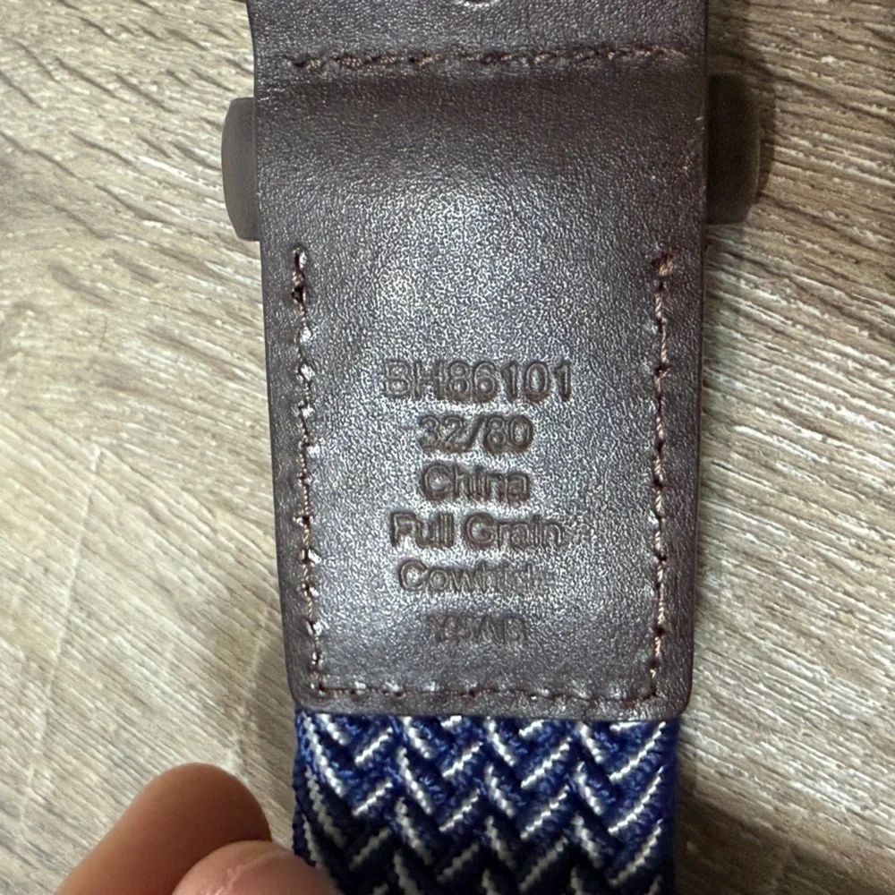 Brand New Ben Hogan Size 32 Navy Blue Knit Woven Leather Men's Belt Golf
